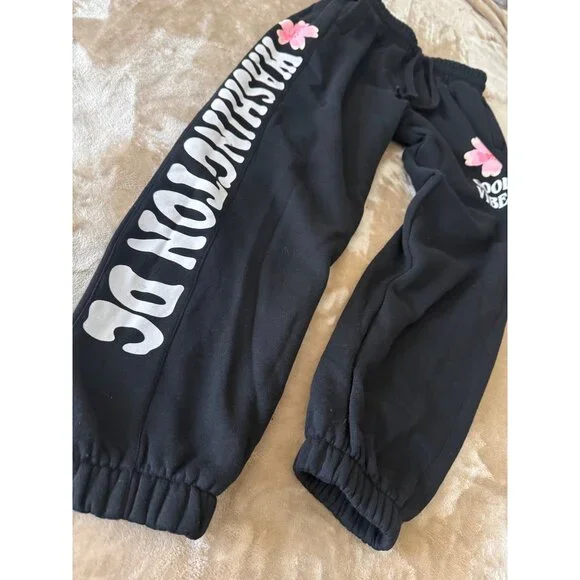Washington DC Good Vibes Black Jogger Sweatpants Cherry Blossom Graphic – Size M - Picture 2 of 9